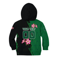 Personalized Saudi Arabia Football Kid Hoodie Falcon Mascot Green - Desert Rose Geometric
