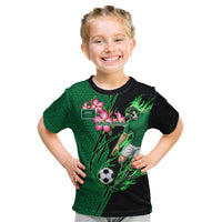 Personalized Saudi Arabia Football Kid T Shirt Falcon Mascot Green - Desert Rose Geometric