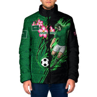 Personalized Saudi Arabia Football Padded Jacket Falcon Mascot Green - Desert Rose Geometric