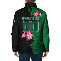 Personalized Saudi Arabia Football Padded Jacket Falcon Mascot Green - Desert Rose Geometric