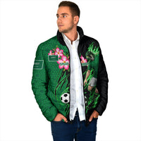 Personalized Saudi Arabia Football Padded Jacket Falcon Mascot Green - Desert Rose Geometric