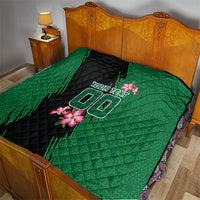 Personalized Saudi Arabia Football Quilt Falcon Mascot Green - Desert Rose Geometric