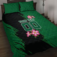 Personalized Saudi Arabia Football Quilt Bed Set Falcon Mascot Green - Desert Rose Geometric