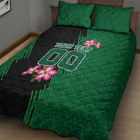Personalized Saudi Arabia Football Quilt Bed Set Falcon Mascot Green - Desert Rose Geometric