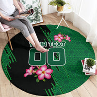Personalized Saudi Arabia Football Round Carpet Falcon Mascot Green - Desert Rose Geometric