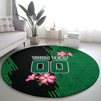 Personalized Saudi Arabia Football Round Carpet Falcon Mascot Green - Desert Rose Geometric