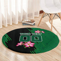 Personalized Saudi Arabia Football Round Carpet Falcon Mascot Green - Desert Rose Geometric