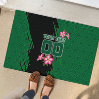 Personalized Saudi Arabia Football Rubber Doormat Falcon Mascot Green - Desert Rose Geometric