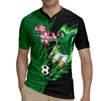 Personalized Saudi Arabia Football Rugby Jersey Falcon Mascot Green - Desert Rose Geometric