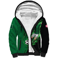 Personalized Saudi Arabia Football Sherpa Hoodie Falcon Mascot Green - Desert Rose Geometric
