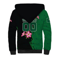 Personalized Saudi Arabia Football Sherpa Hoodie Falcon Mascot Green - Desert Rose Geometric