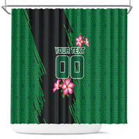 Personalized Saudi Arabia Football Shower Curtain Falcon Mascot Green - Desert Rose Geometric