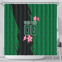 Personalized Saudi Arabia Football Shower Curtain Falcon Mascot Green - Desert Rose Geometric