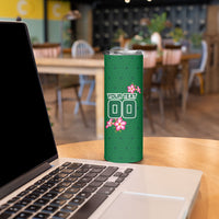Personalized Saudi Arabia Football Skinny Tumbler Falcon Mascot Green - Desert Rose Geometric