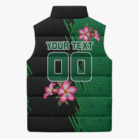 Personalized Saudi Arabia Football Sleeveless Puffer Jacket Falcon Mascot Green - Desert Rose Geometric