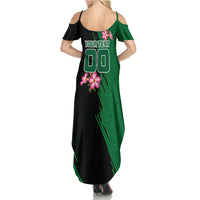 Personalized Saudi Arabia Football Summer Maxi Dress Falcon Mascot Green - Desert Rose Geometric