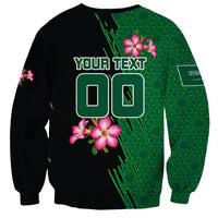 Personalized Saudi Arabia Football Sweatshirt Falcon Mascot Green - Desert Rose Geometric