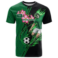 Personalized Saudi Arabia Football T Shirt Falcon Mascot Green - Desert Rose Geometric