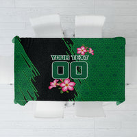 Personalized Saudi Arabia Football Tablecloth Falcon Mascot Green - Desert Rose Geometric