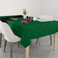 Personalized Saudi Arabia Football Tablecloth Falcon Mascot Green - Desert Rose Geometric