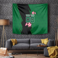 Personalized Saudi Arabia Football Tapestry Falcon Mascot Green - Desert Rose Geometric
