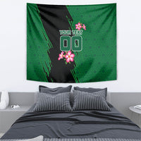 Personalized Saudi Arabia Football Tapestry Falcon Mascot Green - Desert Rose Geometric