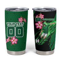 Personalized Saudi Arabia Football Tumbler Cup Falcon Mascot Green - Desert Rose Geometric