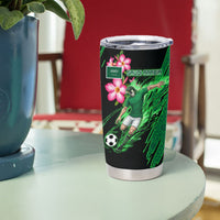 Personalized Saudi Arabia Football Tumbler Cup Falcon Mascot Green - Desert Rose Geometric