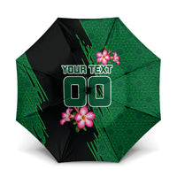 Personalized Saudi Arabia Football Umbrella Falcon Mascot Green - Desert Rose Geometric