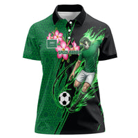 Personalized Saudi Arabia Football Women Polo Shirt Falcon Mascot Green - Desert Rose Geometric