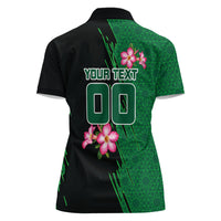 Personalized Saudi Arabia Football Women Polo Shirt Falcon Mascot Green - Desert Rose Geometric
