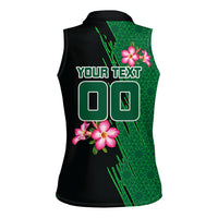 Personalized Saudi Arabia Football Women Sleeveless Polo Shirt Falcon Mascot Green - Desert Rose Geometric