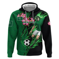 Personalized Saudi Arabia Football Zip Hoodie Falcon Mascot Green - Desert Rose Geometric
