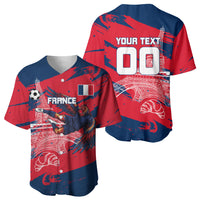 Personalized France Football Gallic Baseball Jersey Rooster Mascot Flag Art - Birthplace Of Liberty