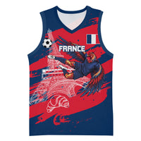 Personalized France Football Gallic Basketball Jersey Rooster Mascot Flag Art - Birthplace Of Liberty