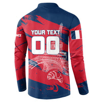 Personalized France Football Gallic Button Sweatshirt Rooster Mascot Flag Art - Birthplace Of Liberty