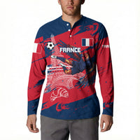 Personalized France Football Gallic Button Sweatshirt Rooster Mascot Flag Art - Birthplace Of Liberty