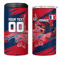 Personalized France Football Gallic 4 in 1 Can Cooler Tumbler Rooster Mascot Flag Art - Birthplace Of Liberty