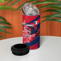 Personalized France Football Gallic 4 in 1 Can Cooler Tumbler Rooster Mascot Flag Art - Birthplace Of Liberty