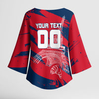 Personalized France Football Gallic Kimono Sleeve Blouse Rooster Mascot Flag Art - Birthplace Of Liberty