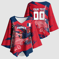 Personalized France Football Gallic Kimono Sleeve Blouse Rooster Mascot Flag Art - Birthplace Of Liberty