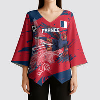 Personalized France Football Gallic Kimono Sleeve Blouse Rooster Mascot Flag Art - Birthplace Of Liberty