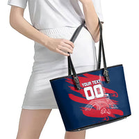 Personalized France Football Gallic Leather Tote Bag Rooster Mascot Flag Art - Birthplace Of Liberty