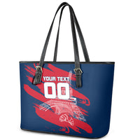 Personalized France Football Gallic Leather Tote Bag Rooster Mascot Flag Art - Birthplace Of Liberty