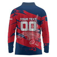 Personalized France Football Gallic Long Sleeve Polo Shirt Rooster Mascot Flag Art - Birthplace Of Liberty