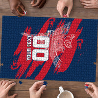 Personalized France Football Gallic Puzzle Rooster Mascot Flag Art - Birthplace Of Liberty