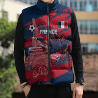 Personalized France Football Gallic Sleeveless Puffer Jacket Rooster Mascot Flag Art - Birthplace Of Liberty