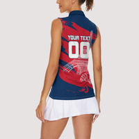 Personalized France Football Gallic Women Sleeveless Polo Shirt Rooster Mascot Flag Art - Birthplace Of Liberty