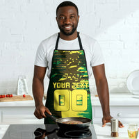 Personalized Senegal Football Lion Apron Fierce Roaring Lion Soccer Art With Senegal Flag