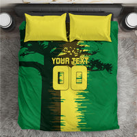 Personalized Senegal Football Lion Bedding Set Fierce Roaring Lion Soccer Art With Senegal Flag